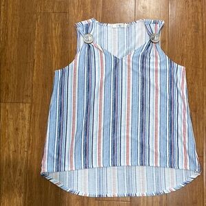 Blue and White Sleeveless Tank Top size L